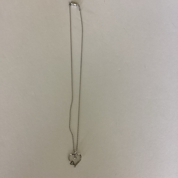 925 10K Silver Ribbon Infinity Heart Necklace Magnetic Closure - Picture 4 of 13